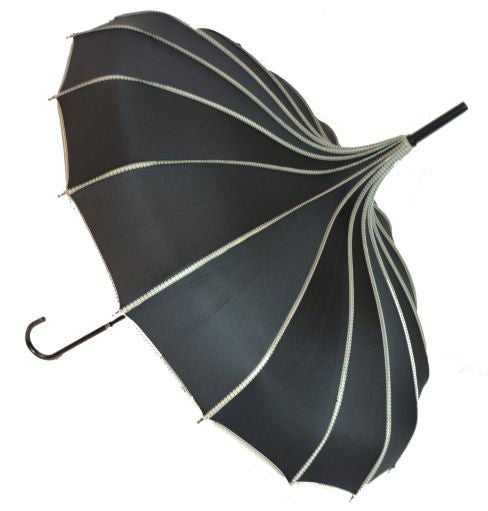 Piped Pagoda Umbrella - Black