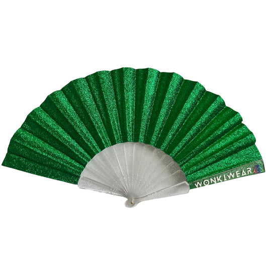 Small Folding Fan - Green Glitter