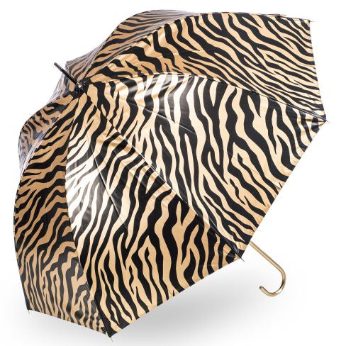 Metallic Zebra Print Umbrella - Gold