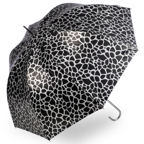 Metallic Giraffe Print Umbrella - Silver