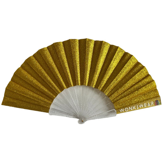 Small Folding Fan - Yellow Gold Glitter