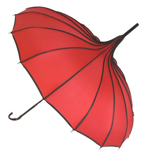 Piped Pagoda Umbrella - Red