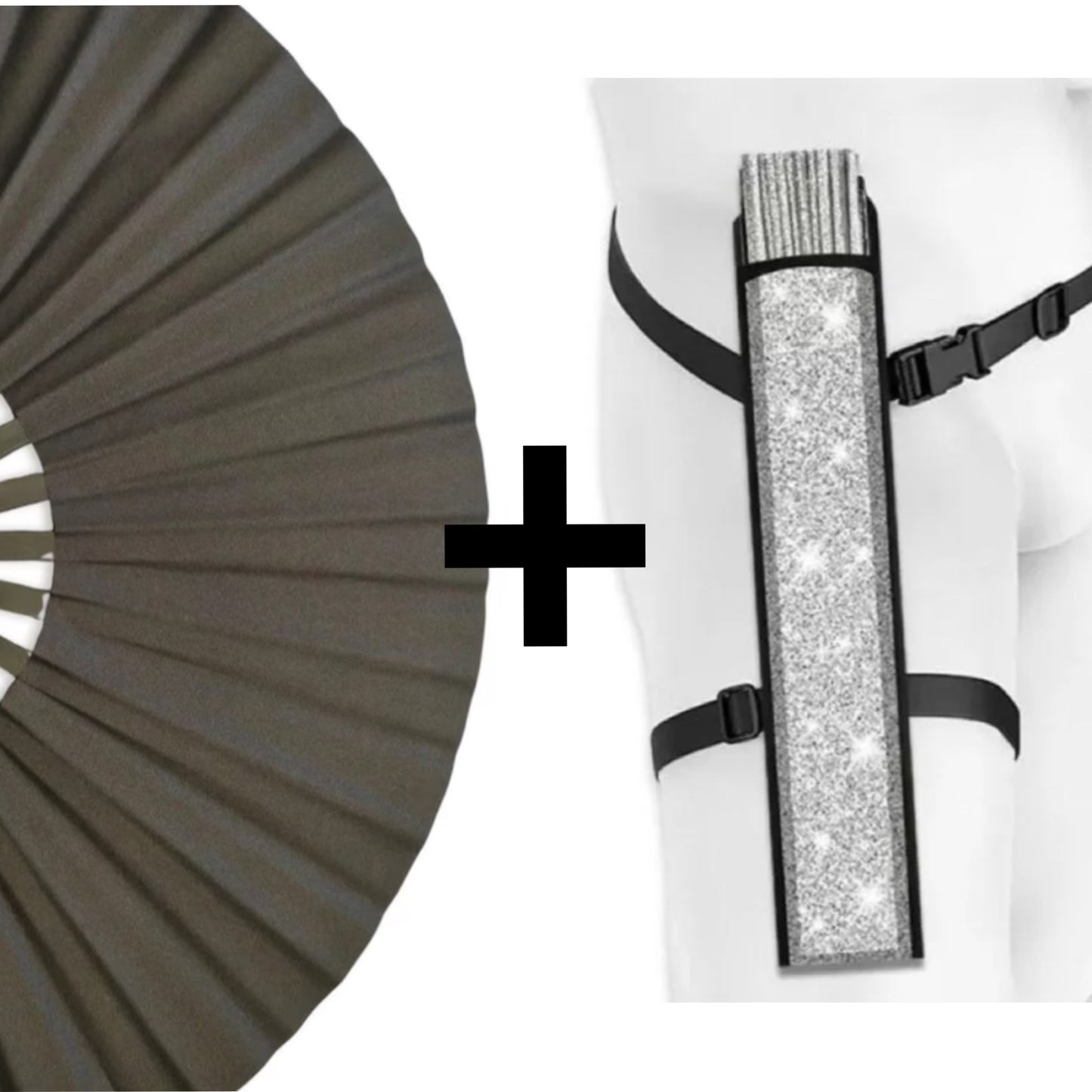 XL Festival Fan - Shimmery Metallic, Black