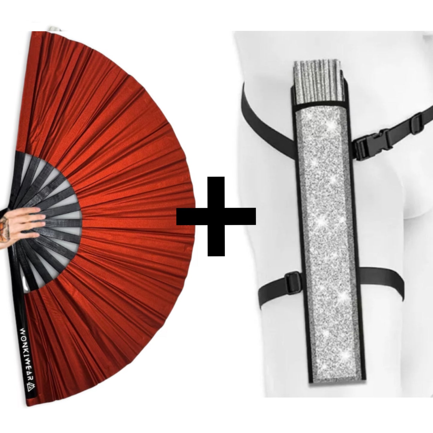 XL Festival Fan - Shimmery Metallic, Red