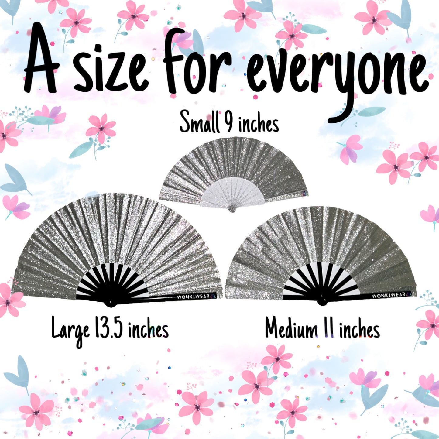 XL Foldable Hand Fan - Galaxy Range, Aurora Iridescent Metallic Pink